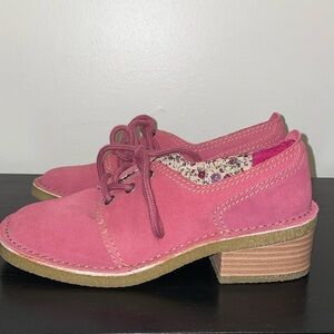 Rampage Oxfords/Loafers.  Pink Suede. Lace Up.  Stacked heels.  Size 8.5.  Y2K